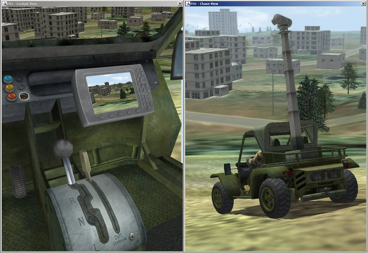 Light tactical vehicle with driver view, rendered in SIMbox
